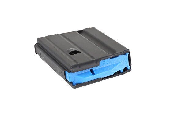 The Ammunition Storage Components 6.5 Grendel 5 round magazine with blue follower has heat treated follower springs